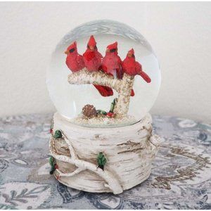 NEW Kurt Adler Musical Cardinal Snow Globe in Winter Water Dome for Christmas